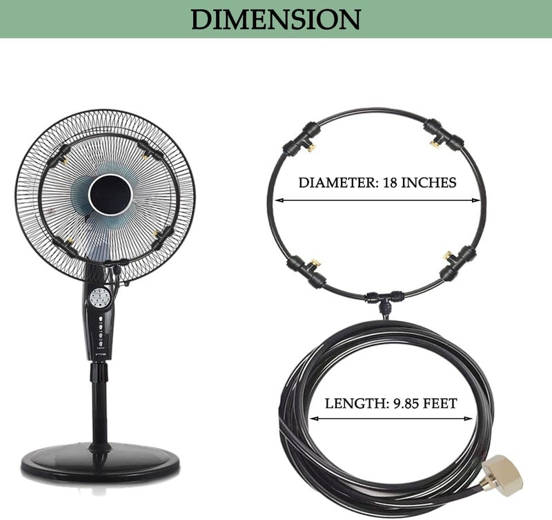 Thakur Fan Misting Kit Fan Misters for Cooling Outdoor Misting Fans for Outside 18 Inches Misters for Outside Patio with 9.85FT Misting Tube and 4 Brass Mist Nozzles for Garden Barbecues Parties (18 IN) - Image 3